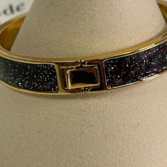 Kate Spade Glitter Hole Punch Gold Hinge Bracelet - Picture 4 of 7